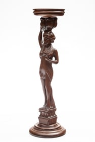 Antique figural carved walnut Pipe Stand, circa 1890-1910, in original finish and very good
