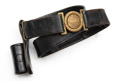 Very desirable early leather Belt complete with leather night stick Holder, 36" waist and has its