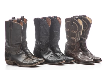 Three pairs of good condition, used Dress Boots to include: Lucchese, Calf Skin, size 10D; Tony