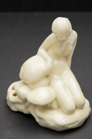 Marked "Rookwood" Porcelain Flower Frog #2281, of Nude lady, 6 3/8" tall with 6" Dia base. Perfect