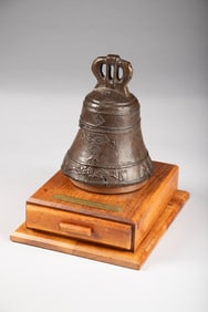 Bronze Sculpture of "The Alamo Mission Bell" by noted Texas CA Artist Melvin C. Warren, #83, mounted