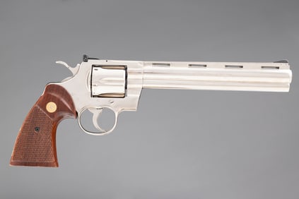 Colt Python, Double Action Revolver, .357 MAG caliber, SN K21358, nickel finish, 8" barrel, near
