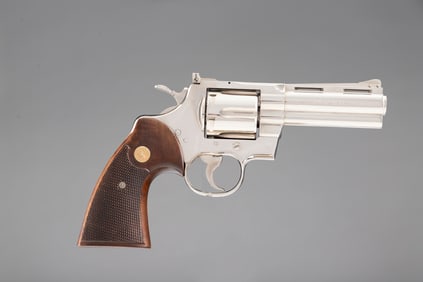 Colt Python, Double Action Revolver, 357 MAG caliber, SN 71188, nickel finish, 4" barrel, near