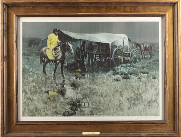 Gallery framed print, hand signed at lower right by CA Artist James Reynolds, dated 1973, titled