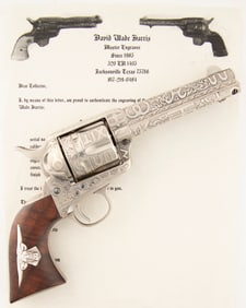 Engraved Colt, SAA Revolver, .45 Colt caliber, SN 215256, manufactured 1901, engraved full coverage