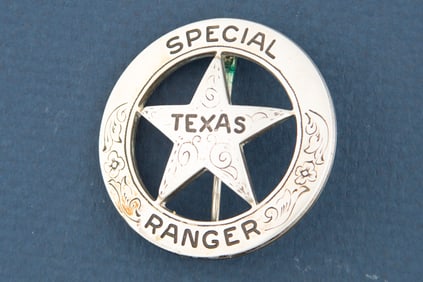 Authentic "Special Texas Ranger" marked Circle Star Badge made from a 50 Peso Mexican Coin, marked