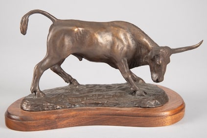 Original Bronze Sculpture by Texas Artist Jack Bryant, Jr. titled "TSRA Snorting Bull", #19,