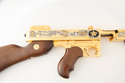 Auto Ordnance Thompson "Tommy" Gun, Semi-Auto, .45 ACP caliber, SN KM7197, blue finish with gold