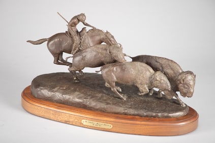 Original Bronze Sculpture by noted Artist Don Ray (1937-2006), titled "The Cibolero-Mexican Lancer",