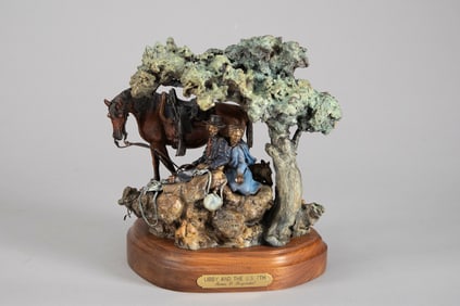 Hand colored Bronze by noted California Artist James P. Regimbal (1949), titled "Libby And The U.S.