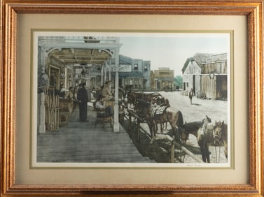 Framed Western Print, hand signed at lower right Donald Teague, N.A., 1973. Donald Teague was an