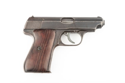 J.P. Sauer, Semi-Auto Pistol, 7.65 caliber, SN 502086, gray to brown smooth aged patina, wooden