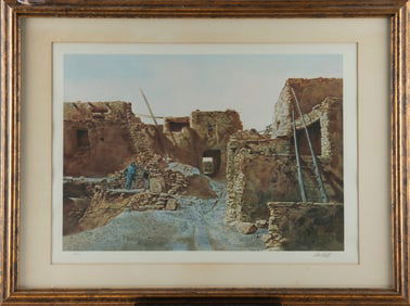 Hand signed Print by noted artist Paul Calle (1928-2010) titled "Wood Gatherer of the Walpi" dated