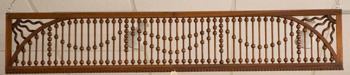 Antique oak stick and ball Fret Work, circa 1890s, measures 66" L x 12" T, in original finish. The