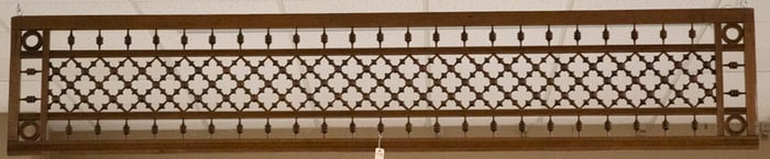 Antique oak stick and ball Fret Work, circa 1890s, measures 8' 9" L x 20" T, in original finish,