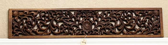 Antique oak stick and ball Fret Work, circa 1890s, in original finish, measures 91 1/2" L x 12" T.