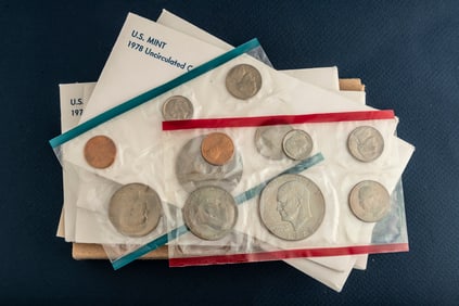 Group of five (5) U.S. 1978 uncirculated Proof Sets, totaling 60 Coins. WILL BE SOLD AS ONE LOT. The