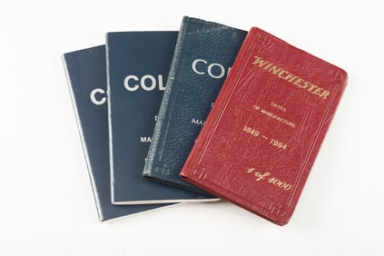 Very desirable group of four pocket size Serial Number Books for Colts and Winchesters. George Madis