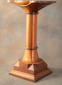 Beautiful antique oversized Pedestal with marble scalloped top, circa 1900, measures 48" T x 25"
