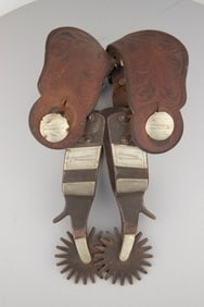 A pair of "Kelly Bros." marked, double mounted Spurs, #106, Johnny Mullins style, very desirable