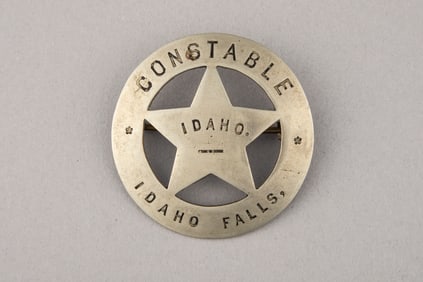 Vintage Circle Star Badge with 5-point cut out star marked " Constable/Idaho Falls" with "Idaho" in