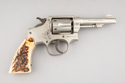 Smith & Wesson MP, Double Action Revolver, .38 S&W caliber, SN 449241, nickel finish, 4" barrel, pin