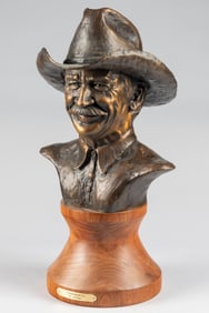 Bronze Sculpture by noted artist Jack Barr titled "Farnsworth" depicting Hollywood Star Richard