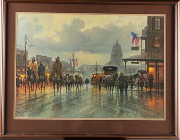 Framed and matted G. Harvey Print, double signed at lower right, dated 1986, titled "Reflections of
