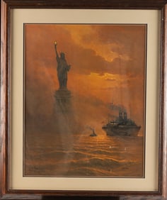 Signed G. Harvey framed Print, double signed at lower left, dated 1985, titled "The Lamp Beside the