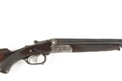 German Drillin, 16 ga. x  9.372R, Shotgun over Rifle, 28 1/2" barrels marked "NITRO", SN NV, unique