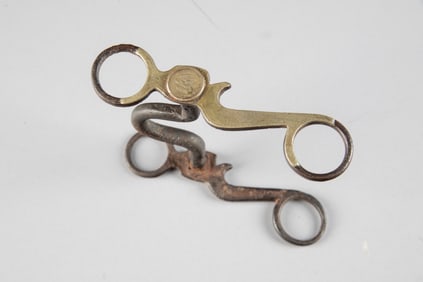 Rare "Crockett" marked silver mounted Bit with bottle opener style cheek piece and mounted with
