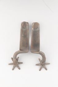 Pair of "J.C. Petmecky" marked plain iron Spurs. Joseph Carl Petmecky, 1840-1929. This is perhaps