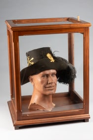 Custom made walnut and glass, footed Display Case, measures 16" W x 18" D x 23" T with single rear