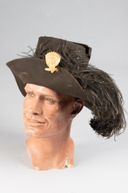 Vintage Felt Hat with plume. Hat is very fragile. Sold with mannequin head. Great decorator item.