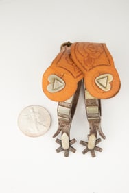 Pair of unmarked double mounted miniature Spurs, possibly made by Don Pierce, quality made with