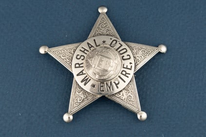 Vintage, near mint condition 5-point Ball Star Badge marked “MARSHAL EMPIRE, COLO.??, measures 2