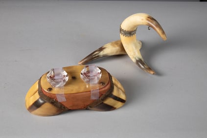 Two vintage Horn and Hoof Items to include: A Hoof and Steer Horn Ink Well, 9" L x 3 3/4" W with