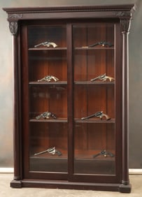 Beautiful antique, solid mahogany, sliding glass double door Bookcase, circa 1900-1910, with full