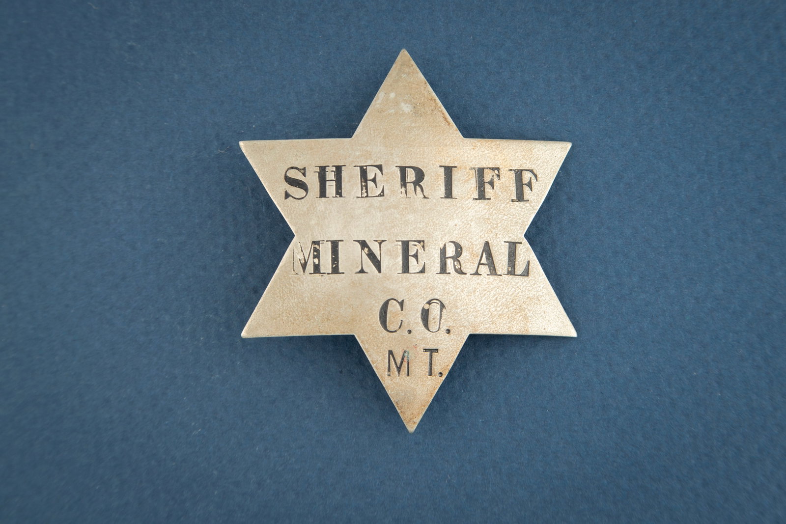 Vintage 6-point Star Badge marked “SHERIFF/ MINERAL/ C.O./ MT.?? with great surface patina, some: Vintage