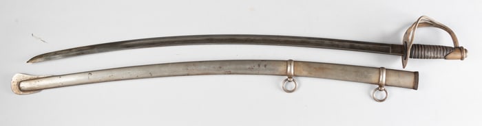 "U.S. 1882" Sabre, ricasso is marked "AMES Mfg. Co. Chicopee, Mass.". Very good condition with brass