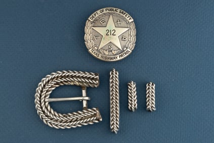 Silver Shield Type Badge with 5-point star marked " Dept. of Public Safety/ 212/ Texas Highway