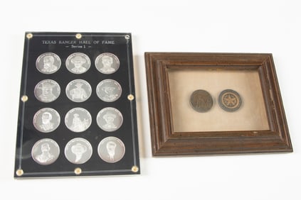 Collection of 12 Silver Tokens, Series 1, titled "Texas Ranger Hall of Fame" featuring 12 of some of