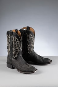 Fine pair of "Lucchese" marked Boots, bottoms are sting ray with fancy stitched tops, show very