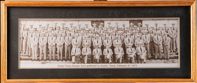 Framed Image of the entire Texas Ranger Force, gathered in Austin, Texas, February 27, 1971,