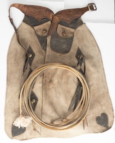 This lot consists of the following two Items: (1) A pair of vintage two-tone Batwing Chaps with