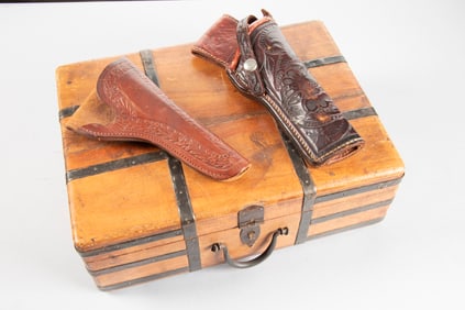 This lot consists of the following three Items: (1) Early Wooden Ammo Box with hinged lid, 14" L x