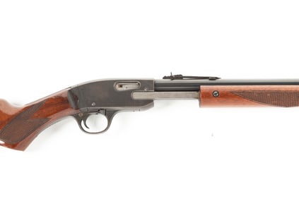 Savage, Model 29 A, Slide Action Rifle, .22 caliber, SN 55654L, blue finish, 24" barrel, high