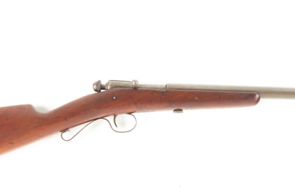 Winchester, Model 36, Single Shot Rifle, 9 mm R.F. caliber, SN NV, aged brown patina, 17" barrel,