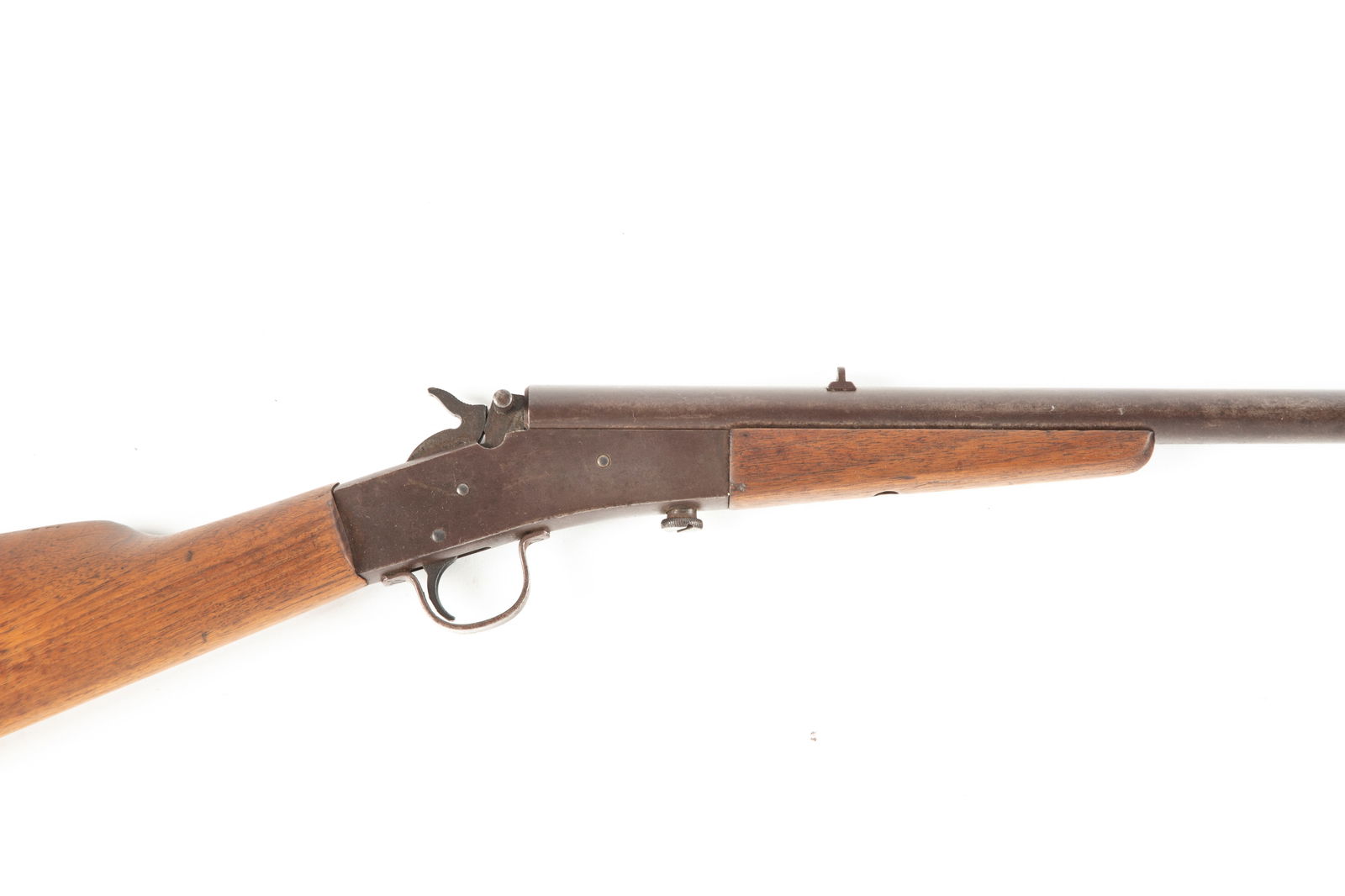 Remington, Model 6, Falling Block, Single Shot Rifle, .22 S & LR caliber, SN 477948, dark brown aged: Remington, Model 6, Falling Block, Single Shot Rifle, .22 S & LR caliber, SN 477948, dark brown aged patina with some pitting on left side of barrel, 20" round barrel. (Modern)