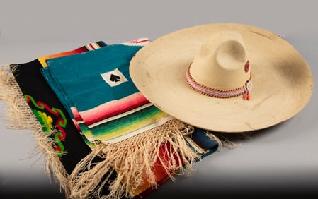 This lot consists of the  following three Items: A Vintage Mexican Sombrero, with 6 3/4" brim and 6"